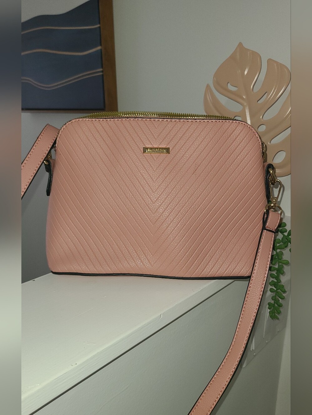Elim & Paul  Blush Rose/Pink Chevron Crossbody Bag